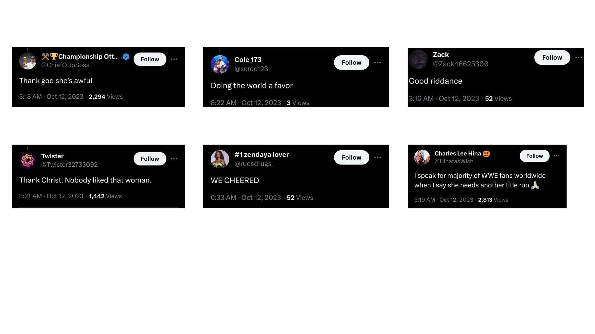 Screengrab of some of the reactions.